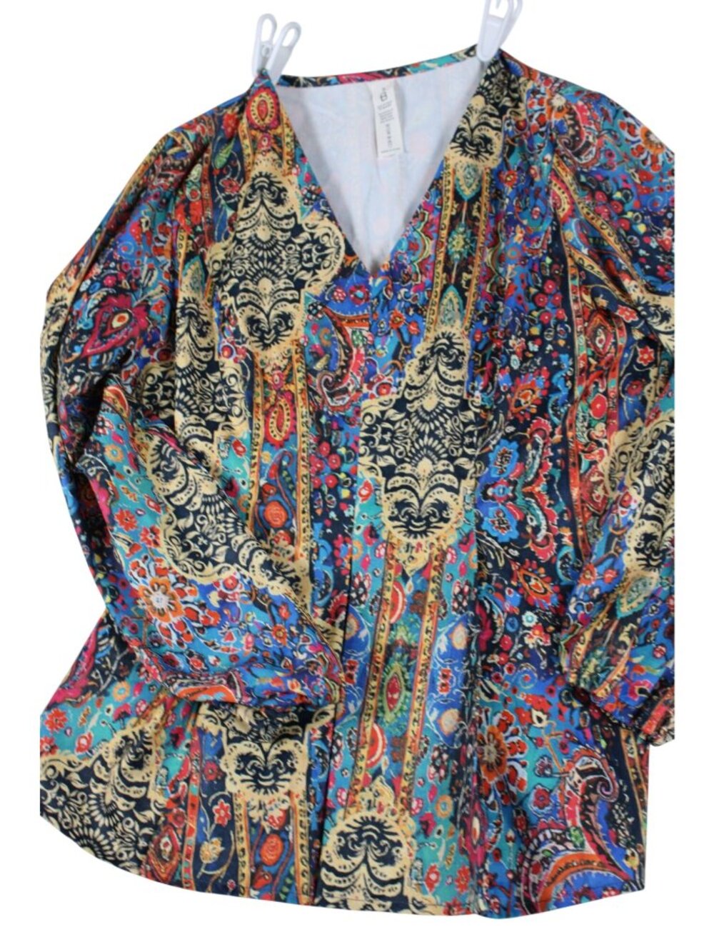 Boho-Chic V-Neck Blouse Womens L
